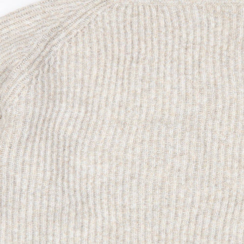 Mango Womens Beige Round Neck Acrylic Pullover Jumper Size M