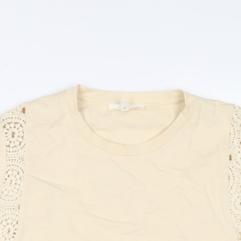 Per Una Womens Beige Cotton Basic Tank Size 14 Crew Neck - Embroidered