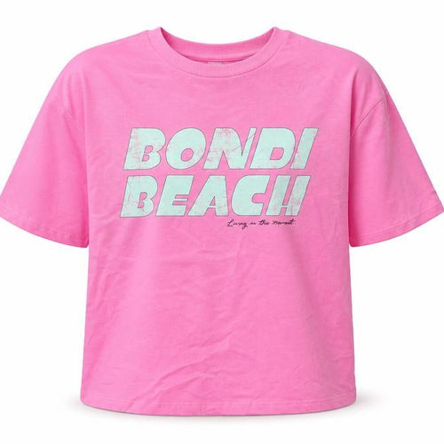 Marks and Spencer Girls Pink Cotton Basic T-Shirt Size 12-13 Years Crew Neck Pullover - Bondi Beach