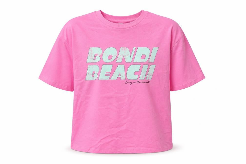 Marks and Spencer Girls Pink Cotton Basic T-Shirt Size 12-13 Years Crew Neck Pullover - Bondi Beach