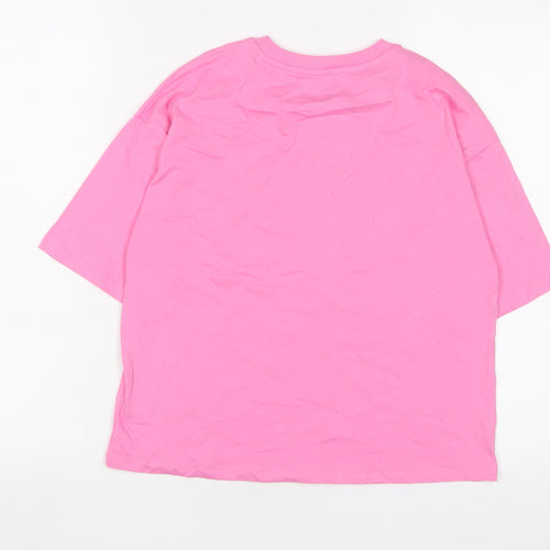 Marks and Spencer Girls Pink Cotton Basic T-Shirt Size 12-13 Years Crew Neck Pullover - Bondi Beach