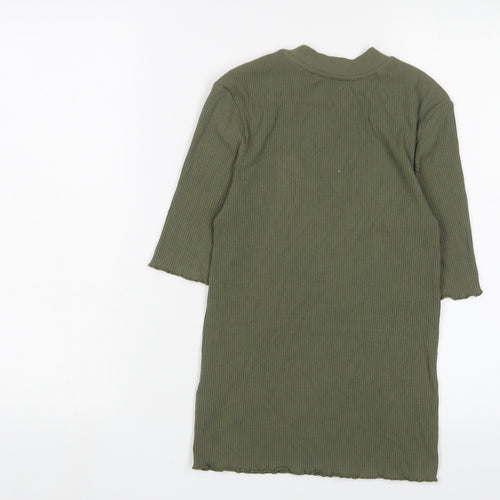 Selected Femme Womens Green Cotton Basic T-Shirt Size XS Round Neck - Lettuce Edging