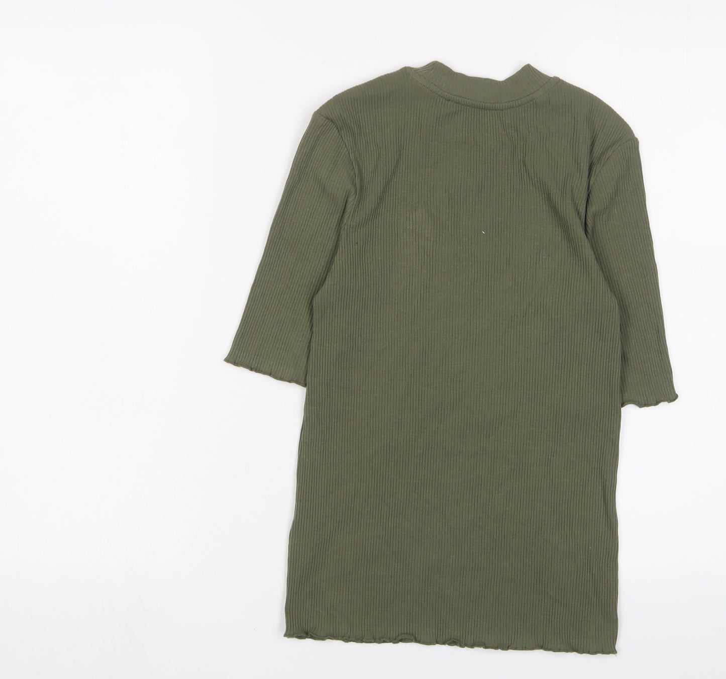 Selected Femme Womens Green Cotton Basic T-Shirt Size XS Round Neck - Lettuce Edging