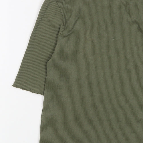 Selected Femme Womens Green Cotton Basic T-Shirt Size XS Round Neck - Lettuce Edging