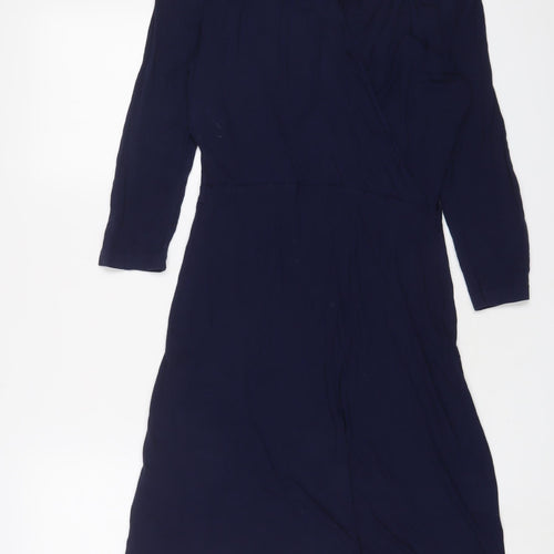 Warehouse Womens Blue Viscose A-Line Size 12 V-Neck Pullover