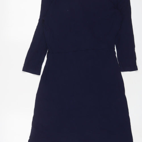 Warehouse Womens Blue Viscose A-Line Size 12 V-Neck Pullover