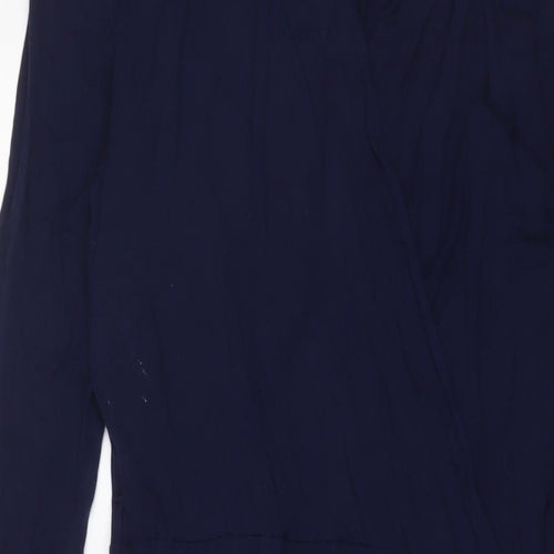 Warehouse Womens Blue Viscose A-Line Size 12 V-Neck Pullover