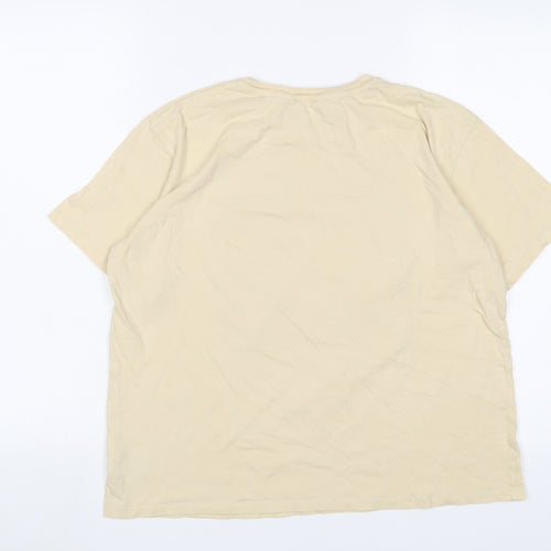 H&M Girls Yellow Cotton Basic T-Shirt Size 12-13 Years Crew Neck Pullover - Happier than ever