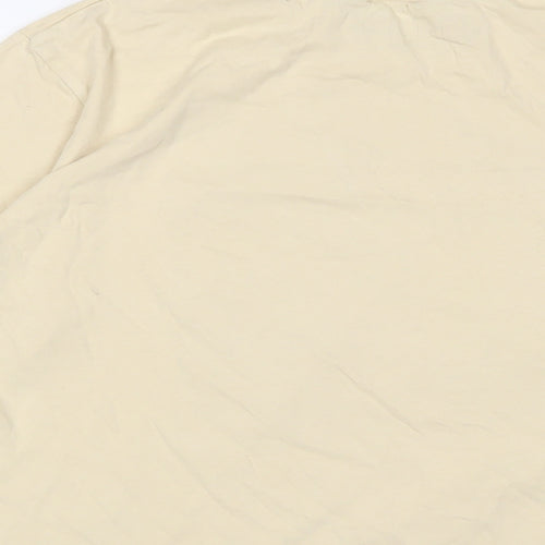 H&M Girls Yellow Cotton Basic T-Shirt Size 12-13 Years Crew Neck Pullover - Happier than ever