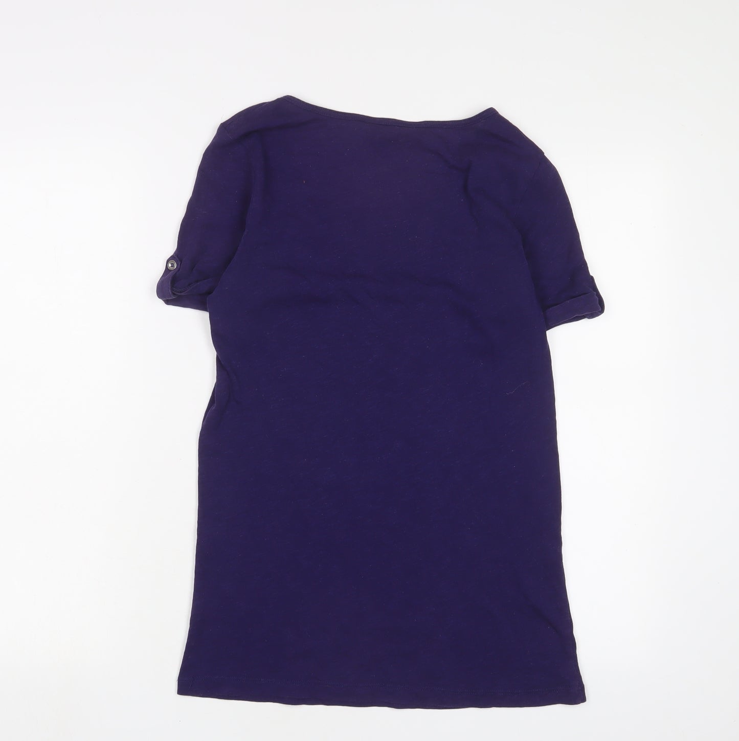 Marks and Spencer Womens Purple Cotton Basic T-Shirt Size 12 Scoop Neck