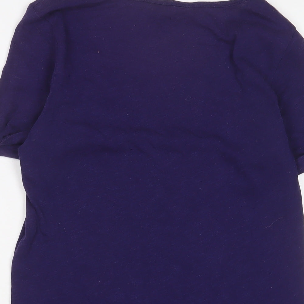 Marks and Spencer Womens Purple Cotton Basic T-Shirt Size 12 Scoop Neck