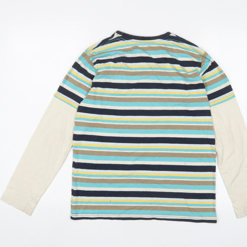 NEXT Boys Multicoloured Striped Cotton Basic Casual Size 12 Years Crew Neck Pullover - Logo, Embroidered