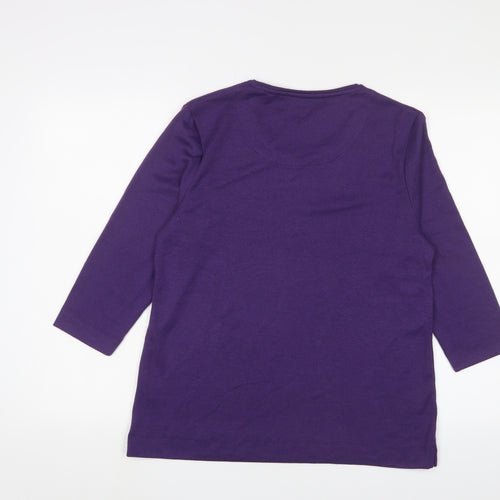 TIGI Womens Purple Polyester Basic T-Shirt Size 14 Crew Neck - Embroidered