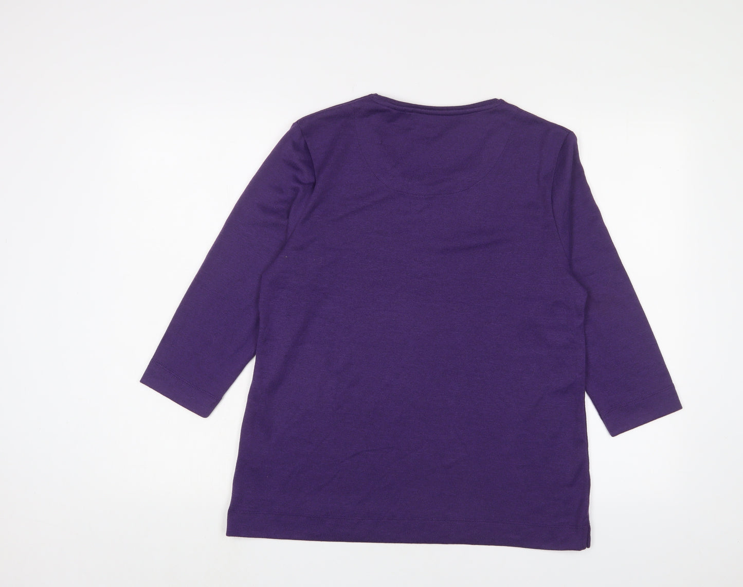 TIGI Womens Purple Polyester Basic T-Shirt Size 14 Crew Neck - Embroidered