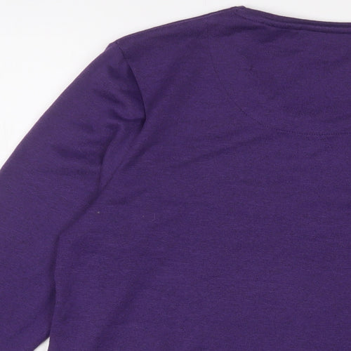 TIGI Womens Purple Polyester Basic T-Shirt Size 14 Crew Neck - Embroidered