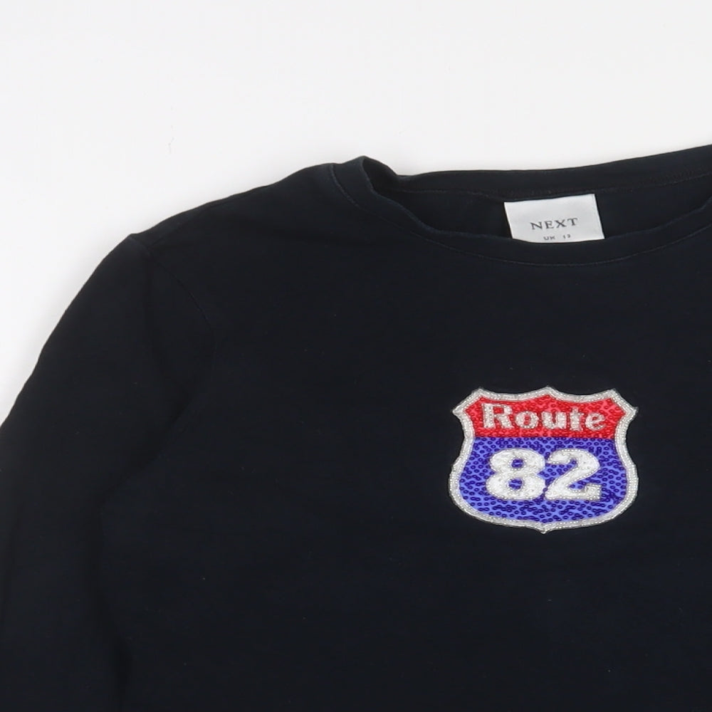 NEXT Womens Black Cotton Basic T-Shirt Size 12 Crew Neck - Route 82