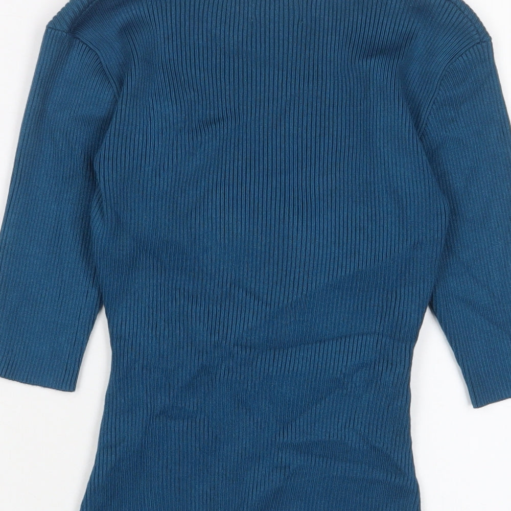 Apricot Womens Blue Polyester Basic T-Shirt Size 8 V-Neck