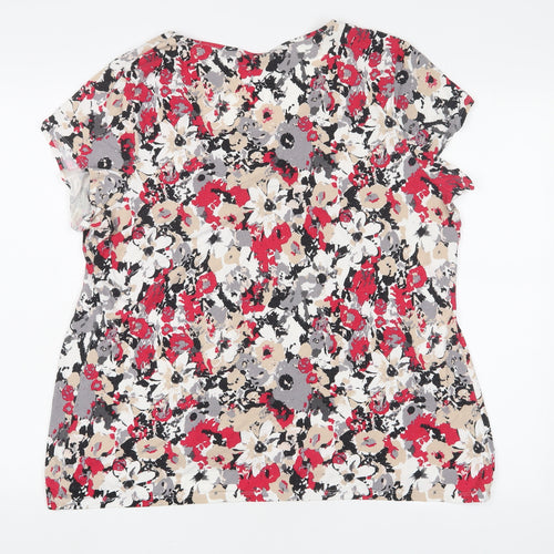 Marks and Spencer Womens Pink Floral Viscose Basic T-Shirt Size 20 Scoop Neck - Pleated