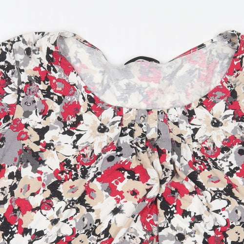 Marks and Spencer Womens Pink Floral Viscose Basic T-Shirt Size 20 Scoop Neck - Pleated