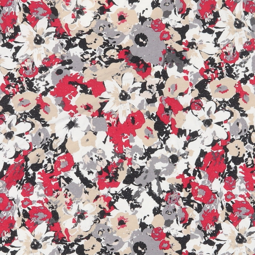 Marks and Spencer Womens Pink Floral Viscose Basic T-Shirt Size 20 Scoop Neck - Pleated
