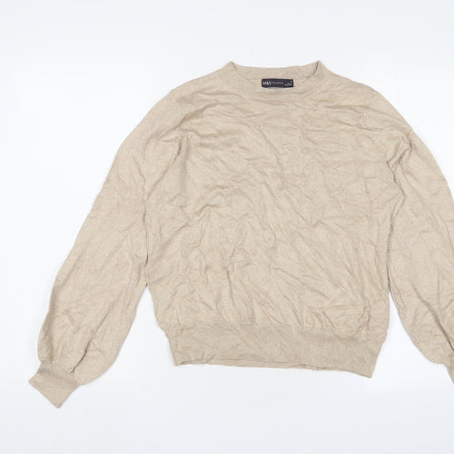 Marks and Spencer Womens Gold Round Neck Viscose Pullover Jumper Size M - Glitter