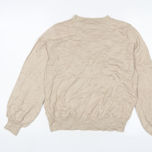 Marks and Spencer Womens Gold Round Neck Viscose Pullover Jumper Size M - Glitter