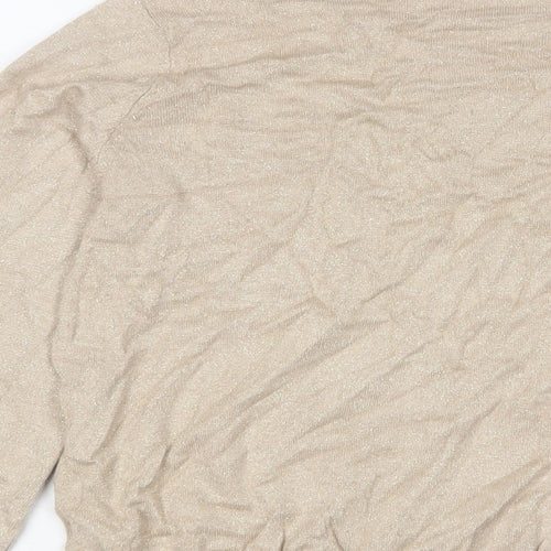 Marks and Spencer Womens Gold Round Neck Viscose Pullover Jumper Size M - Glitter