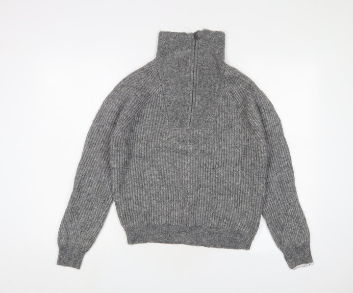 Marks and Spencer Womens Grey High Neck Acrylic Pullover Jumper Size S