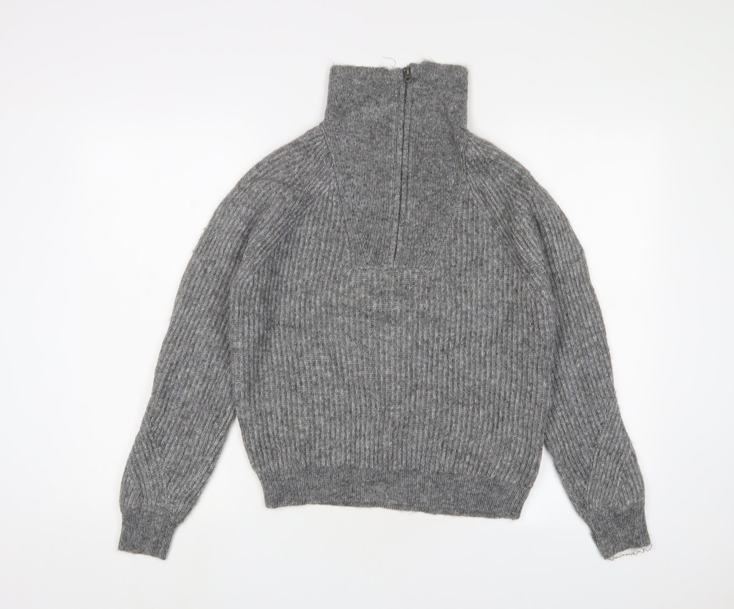 Marks and Spencer Womens Grey High Neck Acrylic Pullover Jumper Size S