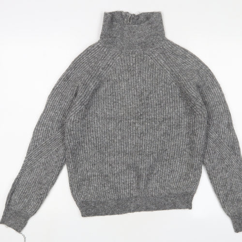 Marks and Spencer Womens Grey High Neck Acrylic Pullover Jumper Size S
