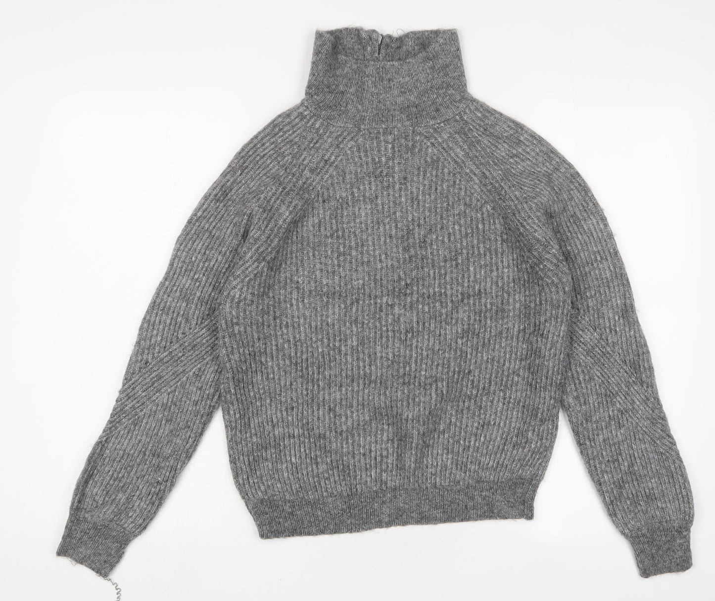 Marks and Spencer Womens Grey High Neck Acrylic Pullover Jumper Size S