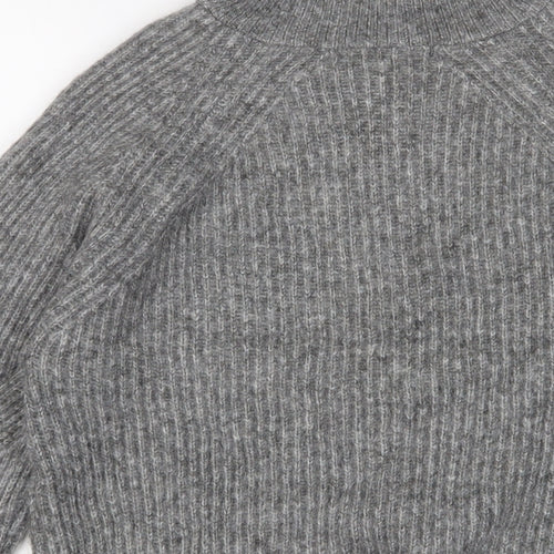 Marks and Spencer Womens Grey High Neck Acrylic Pullover Jumper Size S