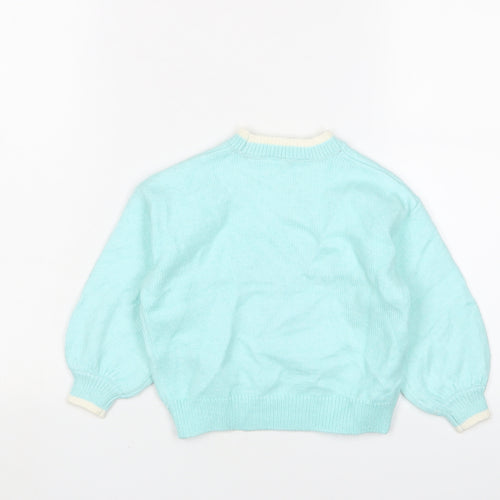 Marks and Spencer Girls Blue Crew Neck Polyester Pullover Jumper Size 2-3 Years Pullover - Christmas