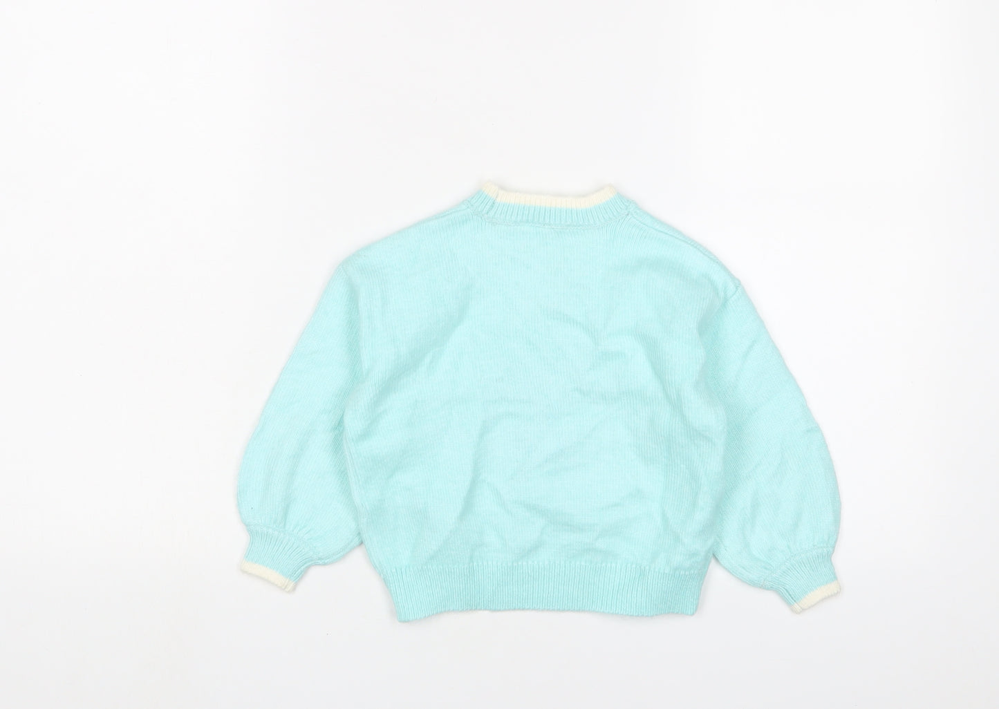 Marks and Spencer Girls Blue Crew Neck Polyester Pullover Jumper Size 2-3 Years Pullover - Christmas