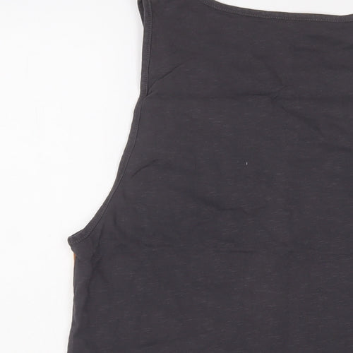 Pull&Bear Mens Grey Striped Cotton T-Shirt Size M Crew Neck