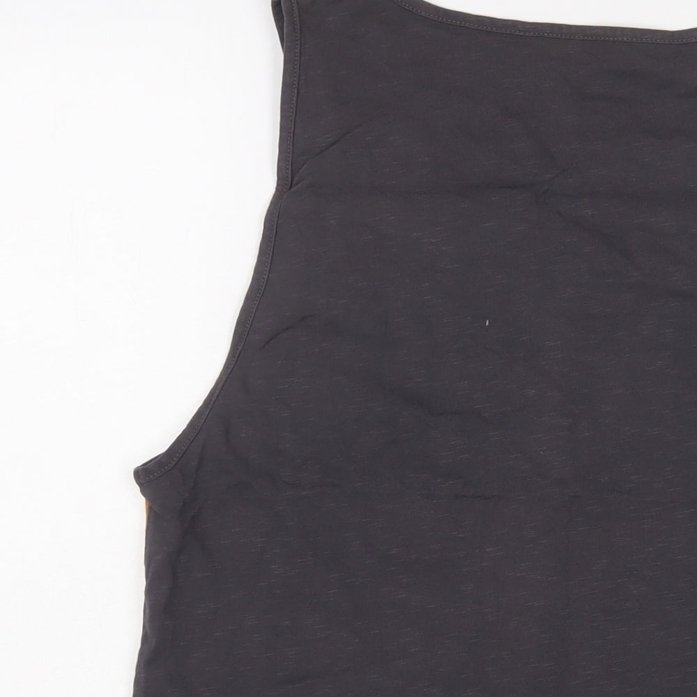 Pull&Bear Mens Grey Striped Cotton T-Shirt Size M Crew Neck