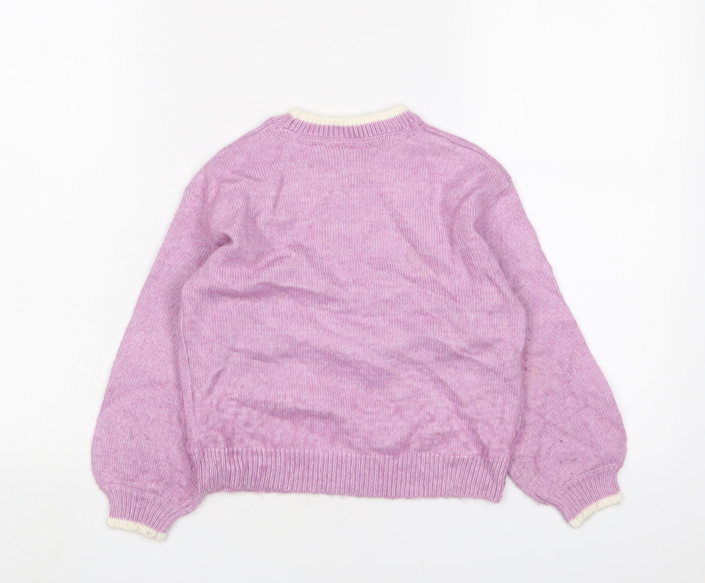 Marks and Spencer Girls Purple Crew Neck Polyester Pullover Jumper Size 5-6 Years Pullover - Christmas