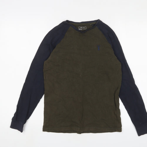 NEXT Boys Green Cotton Basic Casual Size 12 Years Crew Neck Pullover - Logo, Embroidered