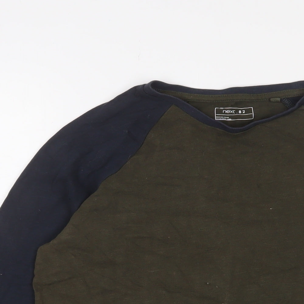 NEXT Boys Green Cotton Basic Casual Size 12 Years Crew Neck Pullover - Logo, Embroidered