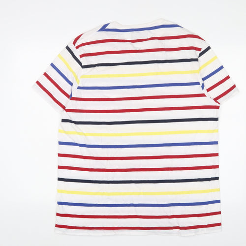 Atlantic Bay Mens Multicoloured Striped Cotton T-Shirt Size XL Crew Neck