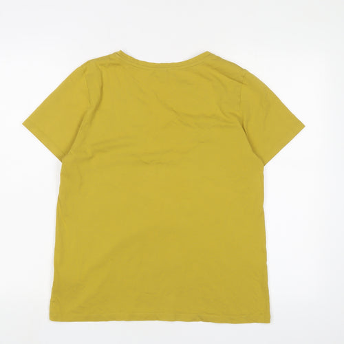 Uniqlo Womens Yellow Cotton Basic T-Shirt Size M V-Neck