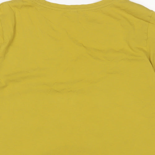 Uniqlo Womens Yellow Cotton Basic T-Shirt Size M V-Neck