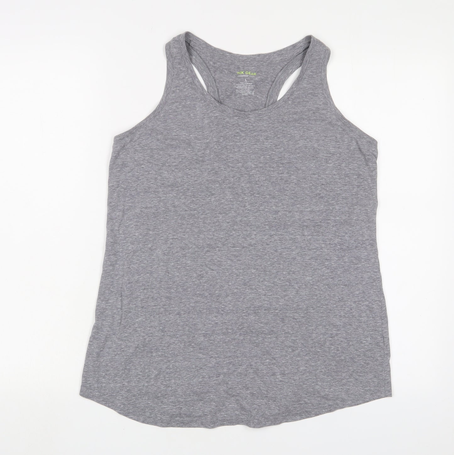Tek Gear Womens Grey Cotton Basic Tank Size L Scoop Neck Pullover