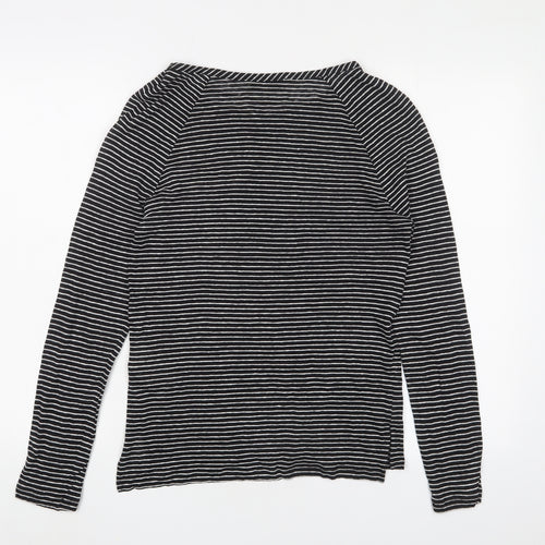 Selected Femme Womens Black Striped Linen Basic T-Shirt Size XS Crew Neck - Oooh la la