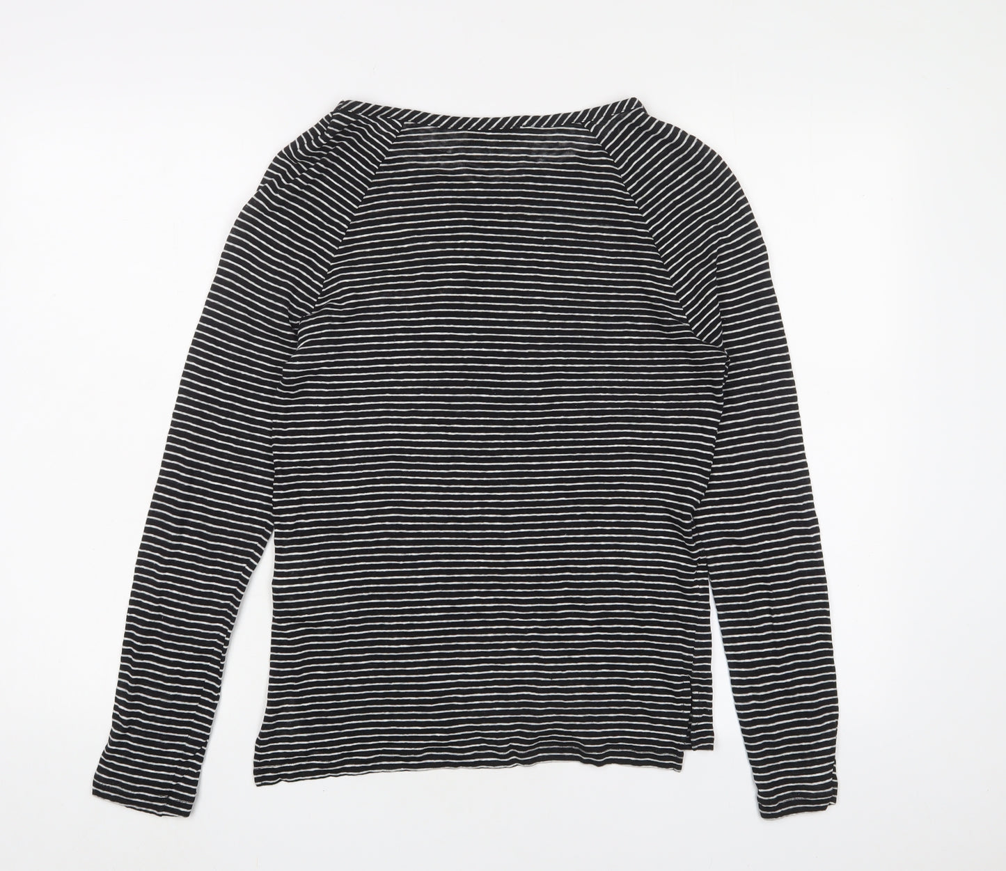 Selected Femme Womens Black Striped Linen Basic T-Shirt Size XS Crew Neck - Oooh la la