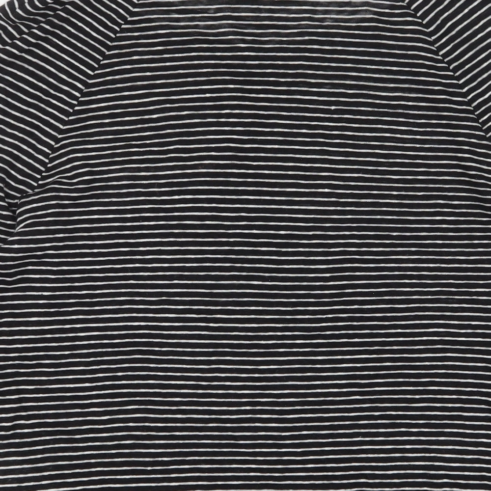 Selected Femme Womens Black Striped Linen Basic T-Shirt Size XS Crew Neck - Oooh la la