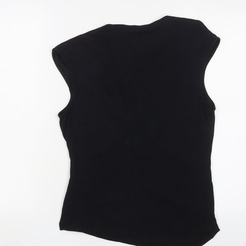 Marks and Spencer Womens Black Viscose Basic Tank Size 14 V-Neck