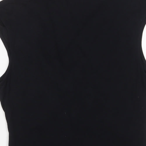 Marks and Spencer Womens Black Viscose Basic Tank Size 14 V-Neck