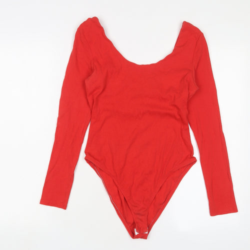 River Island Womens Red Cotton Bodysuit One-Piece Size 10 Snap