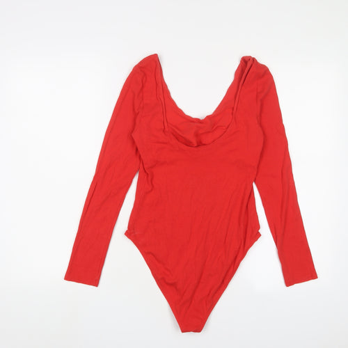 River Island Womens Red Cotton Bodysuit One-Piece Size 10 Snap